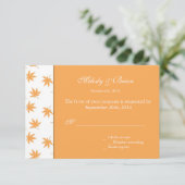 秋装飾グラフィック葉イエローズ結婚式RSVP 出欠カード (スタンド正面)