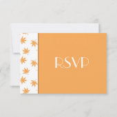 秋装飾グラフィック葉イエローズ結婚式RSVP 出欠カード (裏面)