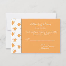 秋装飾グラフィック葉イエローズ結婚式RSVP 出欠カード