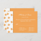 秋装飾グラフィック葉イエローズ結婚式RSVP 出欠カード (正面/裏面)