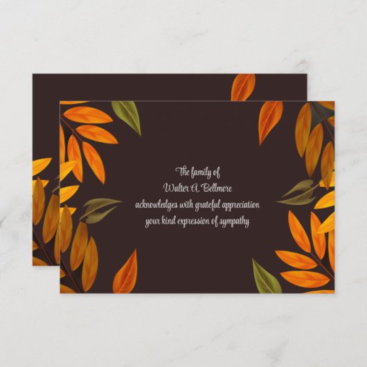 秋記憶悔やみや弔慰サンキューカード サンキューカード (正面/裏面)