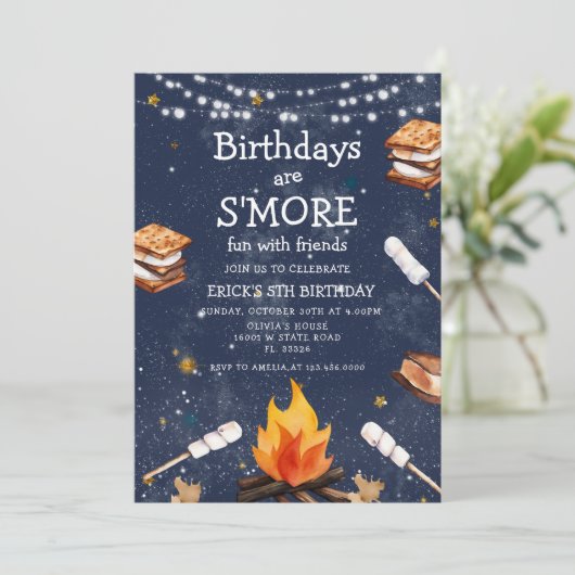 秋誕生日アズモーレスおもしろいキャンプファイア 招待状 (スタンド正面)