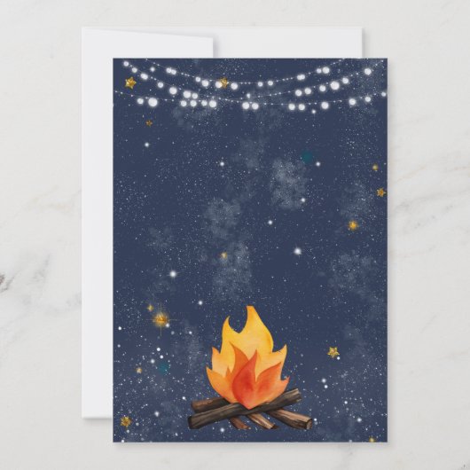 秋誕生日アズモーレスおもしろいキャンプファイア 招待状 (裏面)