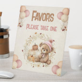 秋誕生日カボチャ熊ガールペデスタルサイン 台座サイン (インサイチュ)