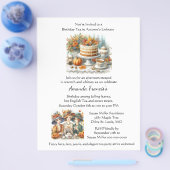 秋誕生日ティーパーティの招待状 チラシ (シングル)