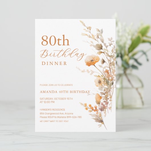 秋誕生日ディナー招待状 – 秋フローラ 招待状 (スタンド正面)