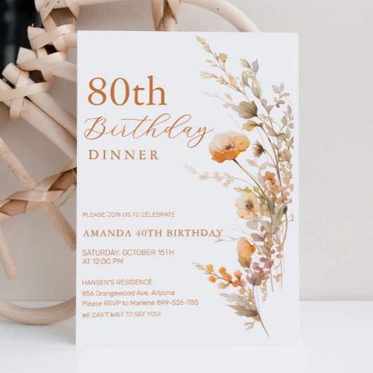 秋誕生日ディナー招待状 – 秋フローラ 招待状