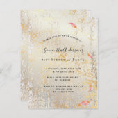 秋誕生日バラ金ゴールド銀素朴な招待 ポストカード (正面/裏面)