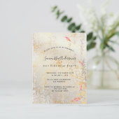 秋誕生日バラ金ゴールド銀素朴な招待 ポストカード (スタンド正面)