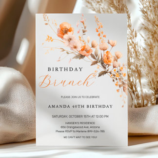 秋誕生日ブランチ招待状 – 秋フローラ 招待状