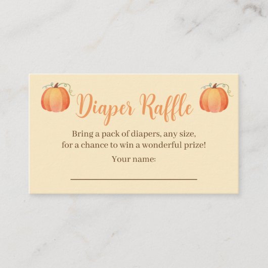 秋赤ちゃんシャワーおむつラッフルカード エンクロージャーカード (正面)