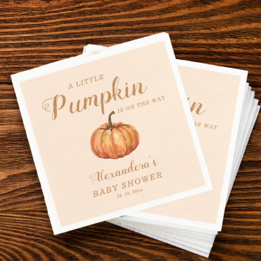 秋赤ちゃんシャワーの途中で小さなかぼちゃを スタンダードカクテルナプキン