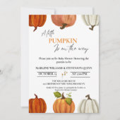 秋赤ちゃんシャワーの途中の小さなカボチャ 招待状 (正面)