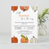 秋赤ちゃんシャワーの途中の小さなカボチャ 招待状 (スタンド正面)