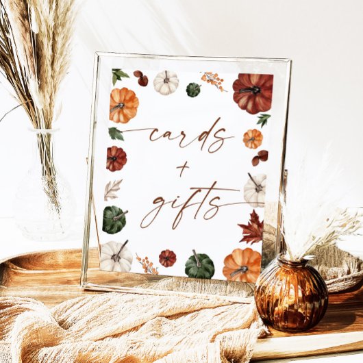 秋赤ちゃんシャワーカードとギフトサイン、カボチャ ポスター