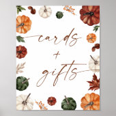 秋赤ちゃんシャワーカードとギフトサイン、カボチャ ポスター (正面)
