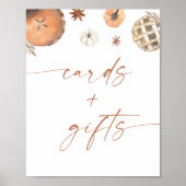 秋赤ちゃんシャワーカードとギフトサイン、カボチャ ポスター (正面)