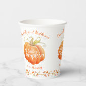 秋赤ちゃんシャワーパンプキンベリーの水色 紙コップ (正面)