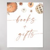 秋赤ちゃんシャワー本とギフトサイン、カボチャ ポスター (正面)