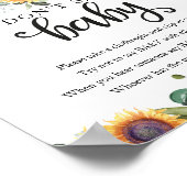 秋赤ちゃんシャワー緑のベビーの標識を言わない ポスター (角)