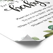 秋赤ちゃんシャワー緑のベビーの標識を言わない ポスター (角)