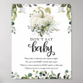 秋赤ちゃんシャワー緑のベビーの標識を言わない ポスター (正面)