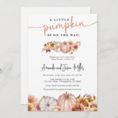 秋赤ちゃんシャワー花とカボチャ セーブザデート (正面/裏面)