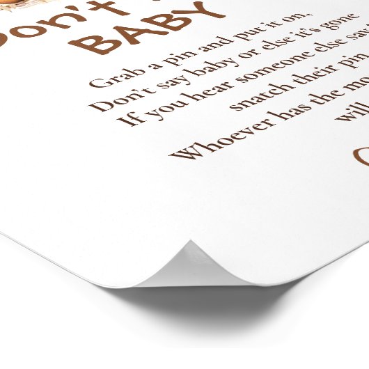 秋赤ちゃんシャワー言わないベビーゲームの看板ポスター ポスター (角)