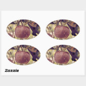 秋赤りんご絵画の 楕円形シール (シート)