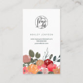 秋赤フローラの水の色のロゴオーダ感謝していーユー 名刺 (裏面)