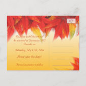 秋赤葉い結婚式日付はがきを保存する。 案内ポストカード (裏面)