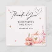 秋赤面ピンクカボチャ金ゴールドハートありがとう エンクロージャーカード (正面)