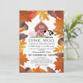 秋農業動物納屋周囲の庭ドライブバイベビーシャワー 招待状 (スタンド正面)