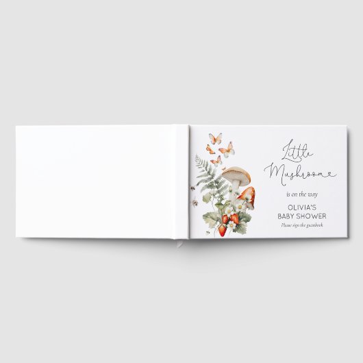 秋野生の小さなキノコの赤ちゃんシャワー ゲストブック (全面)