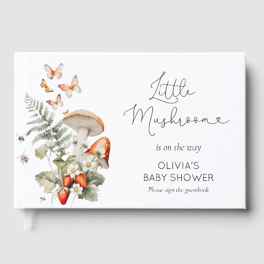 秋野生の小さなキノコの赤ちゃんシャワー ゲストブック (正面)