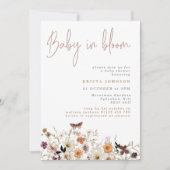秋野生の花ベビーイン開花赤ちゃんシャワー 招待状 (正面)