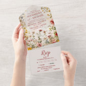 秋野結婚花フローラ オールインワン招待状 (貼ってはがせる)