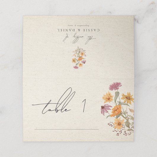 秋野草園結婚植物園台番号。 プレイスカード (外部開封)