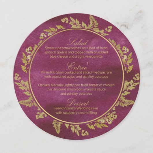 秋金ゴールドとクランベリーラウンドメニュー メニュー (正面)