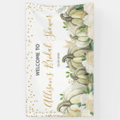 秋金ゴールドとホワイトカボチャブライダルシャワーバナー 横断幕 (縦)