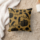 秋金ゴールドオレンジイエローブラッククロウオータムカボチャ クッション (ブランケット)