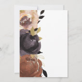 秋金ゴールドブライダルシャワーはっきりした花モダンフローラ 招待状 (裏面)