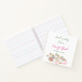 秋金ゴールドホワイト&ピンクパンプキンゲストブック ノートブック