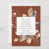 秋金ゴールド離れオンテラコッタクリスチャン結婚ズ セーブザデート (裏面)