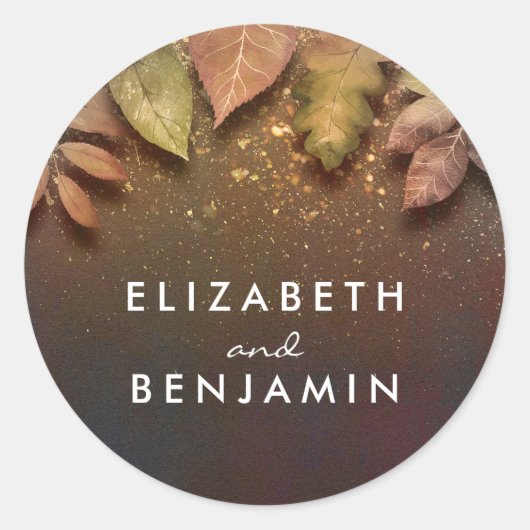秋金ゴールド離れヴィンテージウェディング ラウンドシール (正面)