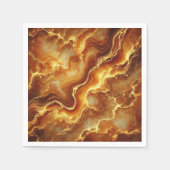 秋金ゴールド&アンバーマーブルテクスチャデカップナプキンズ スタンダードカクテルナプキン (正面)