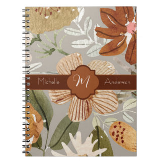 秋開花オンTaupe Spiral Notebook ノートブック