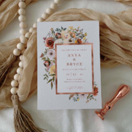 秋開花バラフォイル結婚式招待状カードA200 招待状