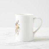 秋開花フローラモノグラムイニシャル ボーンチャイナマグカップ (右)