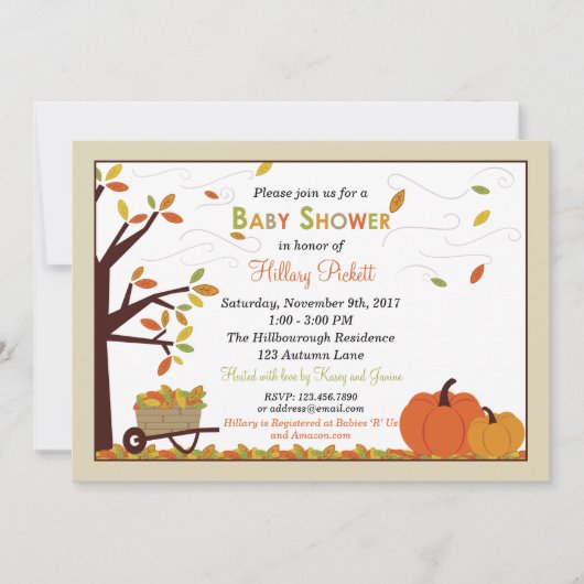 秋降り招待状ベビーシャワー 招待状 (正面)